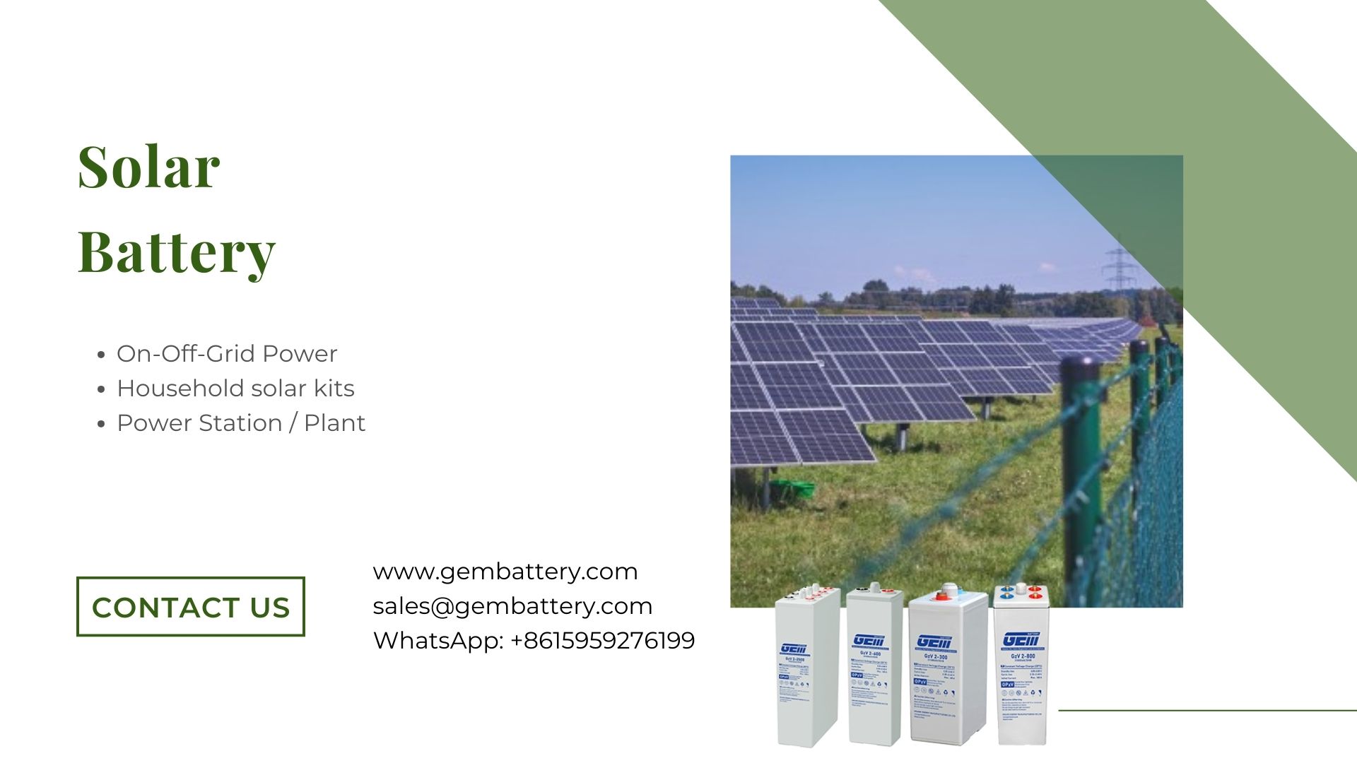 Long life Solar battery