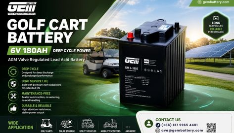 GEMBATTERY GEV Series Golf Cart Batteries – Reliable Maintenance-Free Power for Modern Electric Transportation